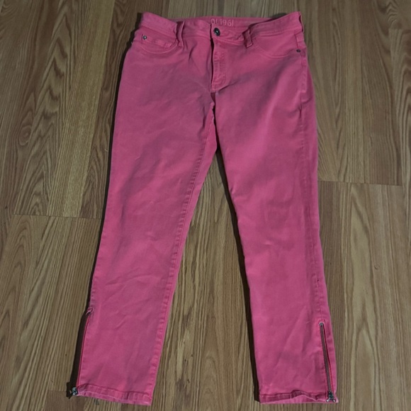 DL1961 Pink Insta Sculpt Cropped Zipper Skinny Pants Size 31 Luxury Designer - Picture 1 of 16